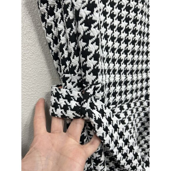 Calvin Klein Dress 10 Black A Line Sheath Midi Houndstooth Sleeveless Career NEW - Picture 5 of 11